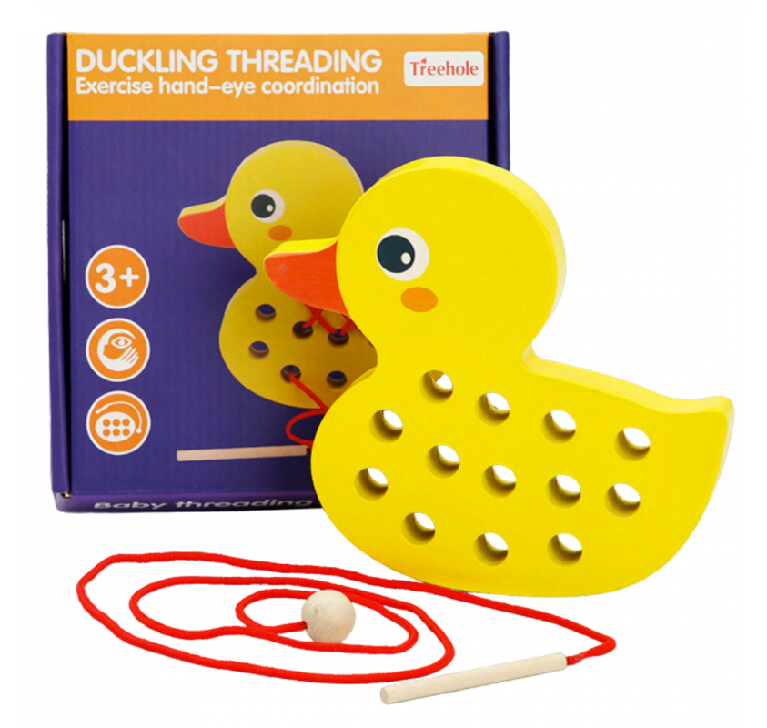Laçage Canard en Bois - Matériel Montessori | Edunova